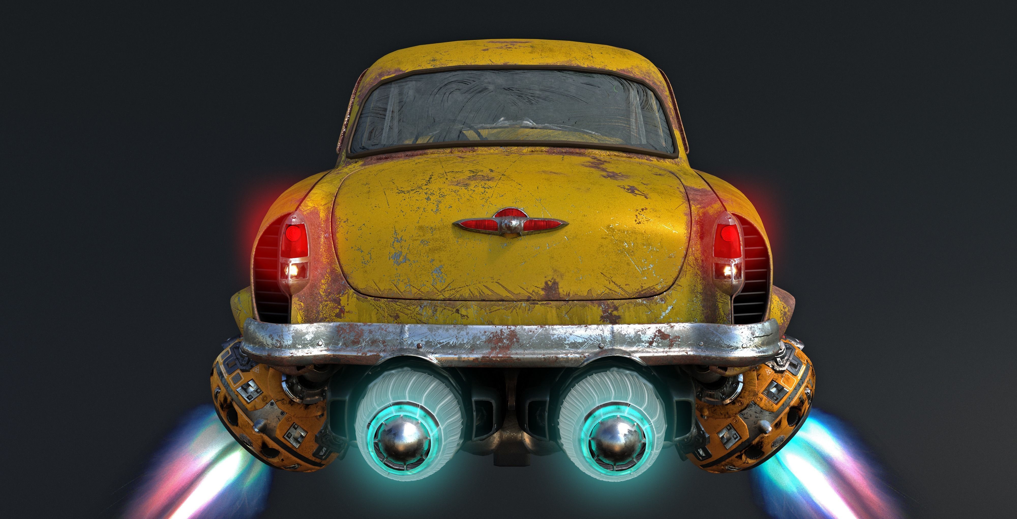 Volga GAZ-21 hover taxi 3D model_2