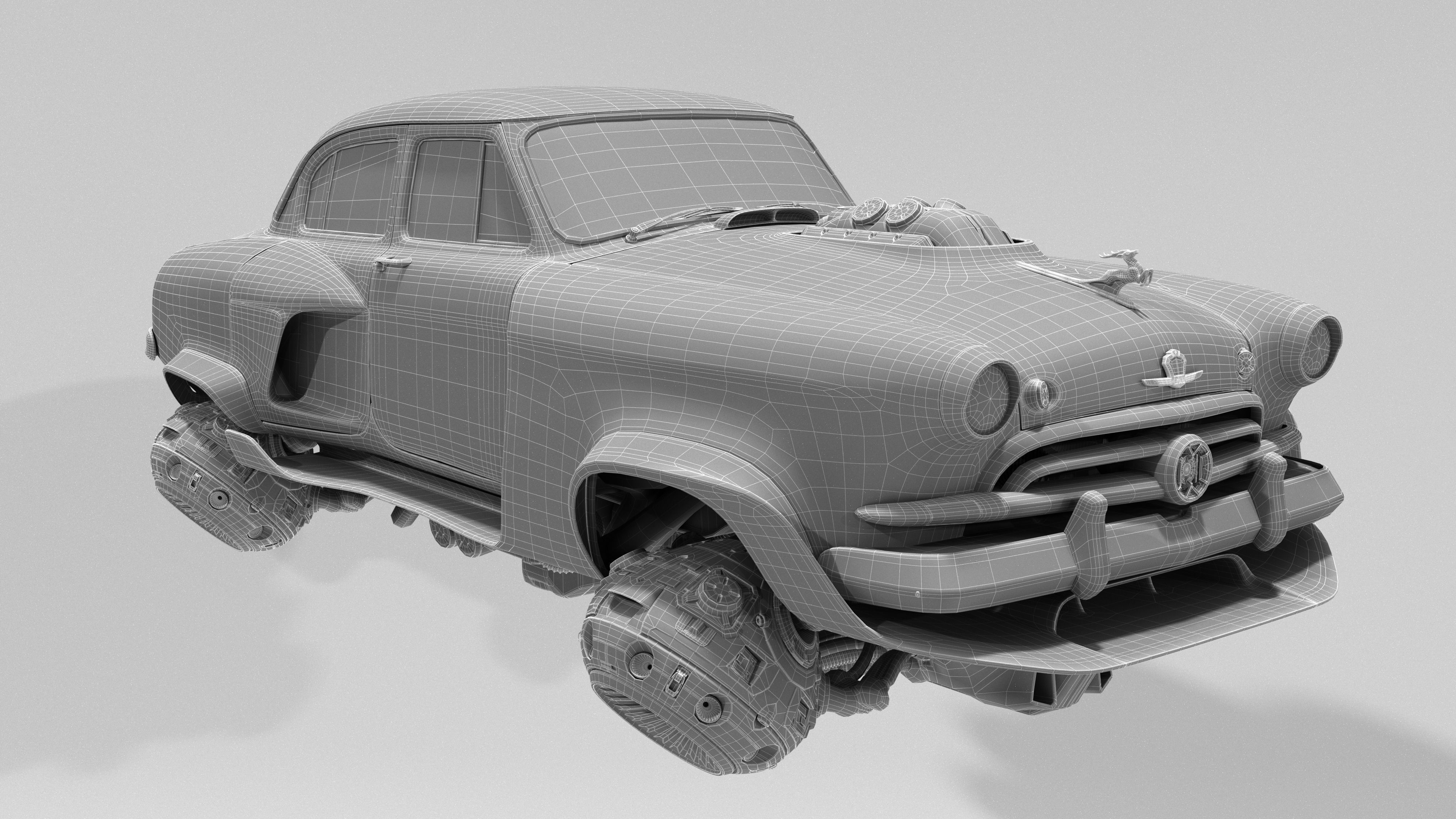 Volga GAZ-21 hover taxi 3D model_6