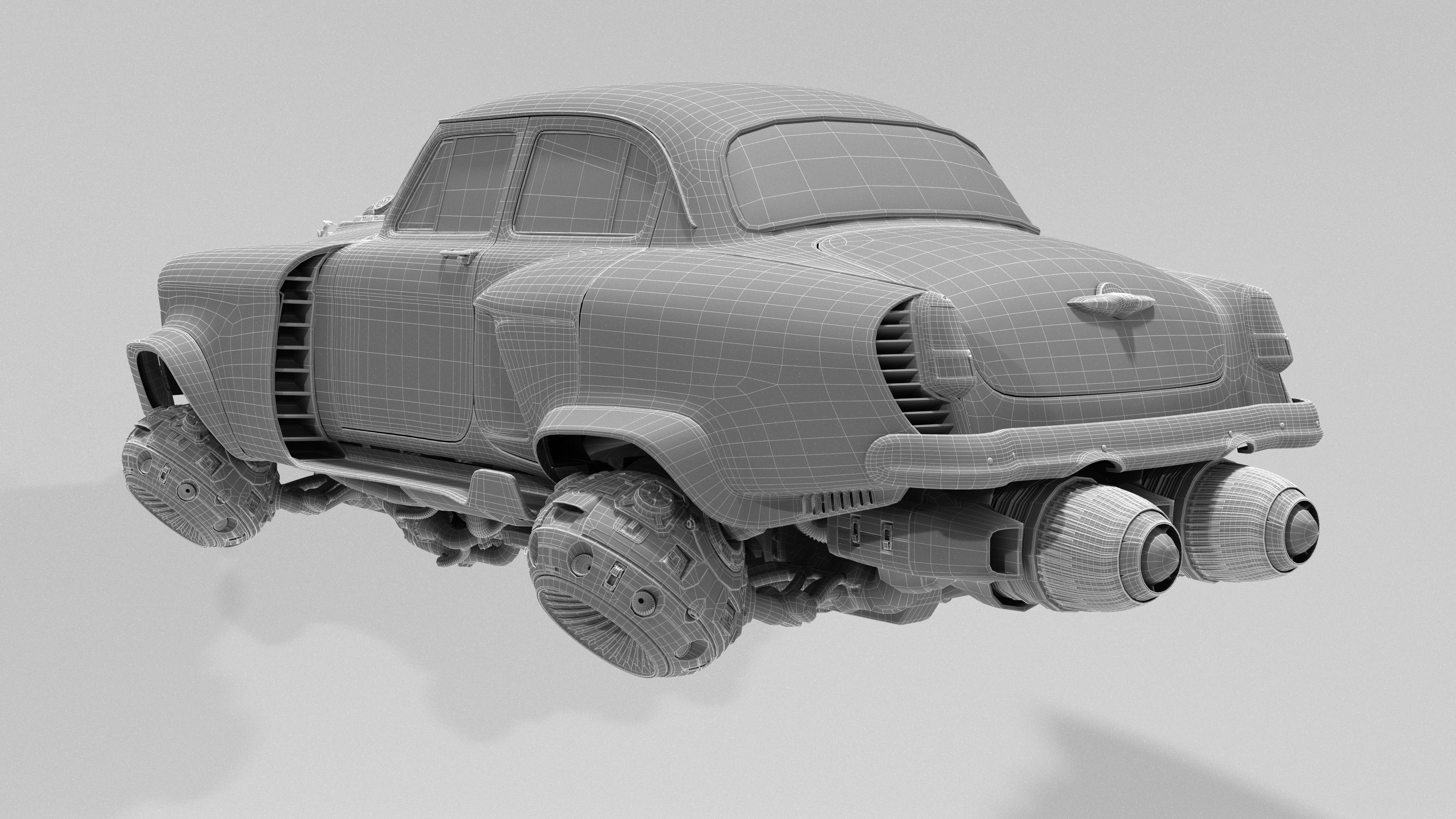 Volga GAZ-21 hover taxi 3D model_7