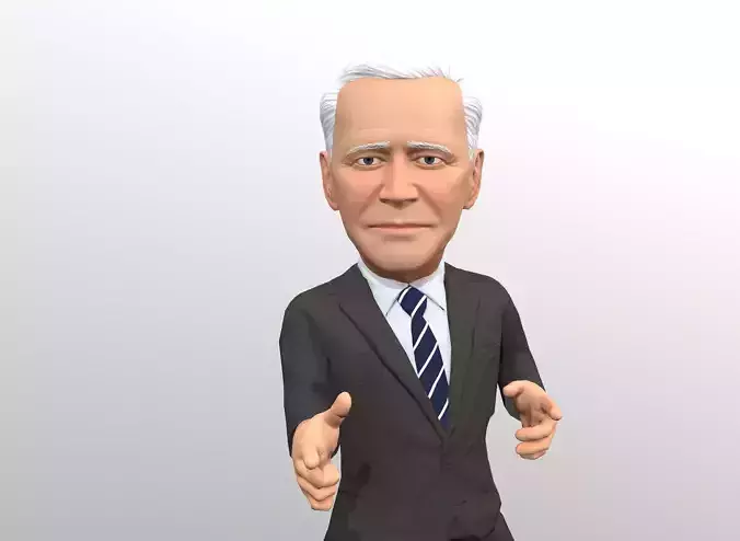 Joe Biden stylized 3D caricature Low-poly 3D model