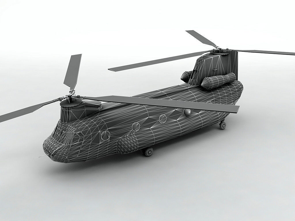 CH47 Chinook Helicopter Italian Army Low-poly 3D model_2