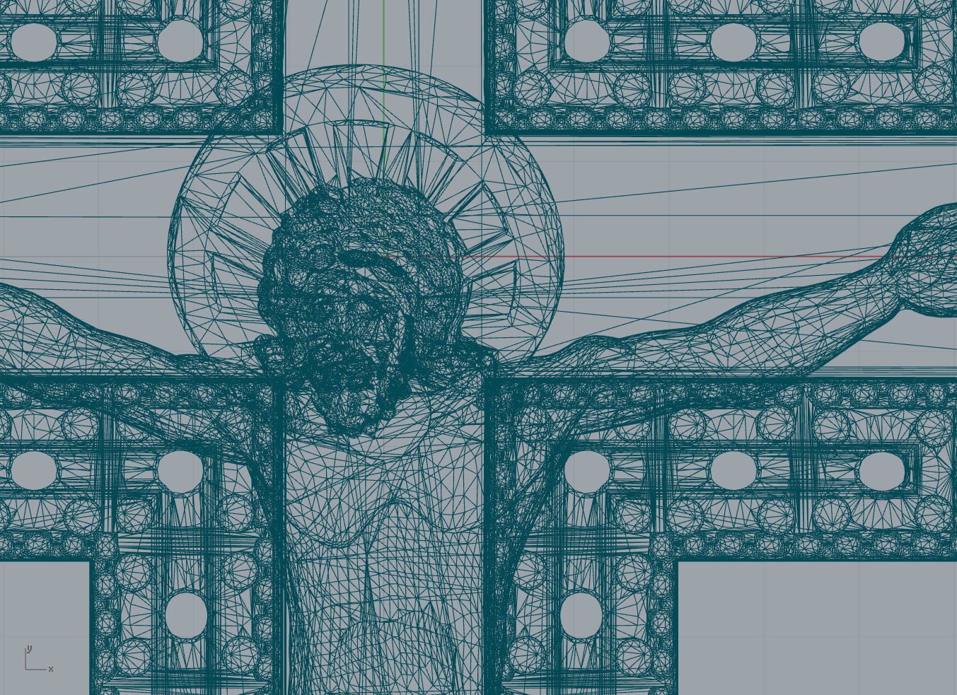 Diamond cross with crucifixion 3D print model_5