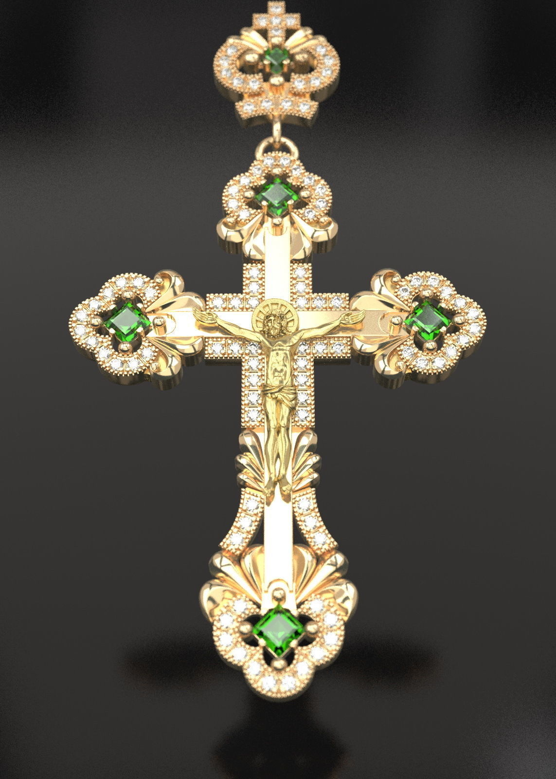 Diamond cross with crucifixion 3D print model_2