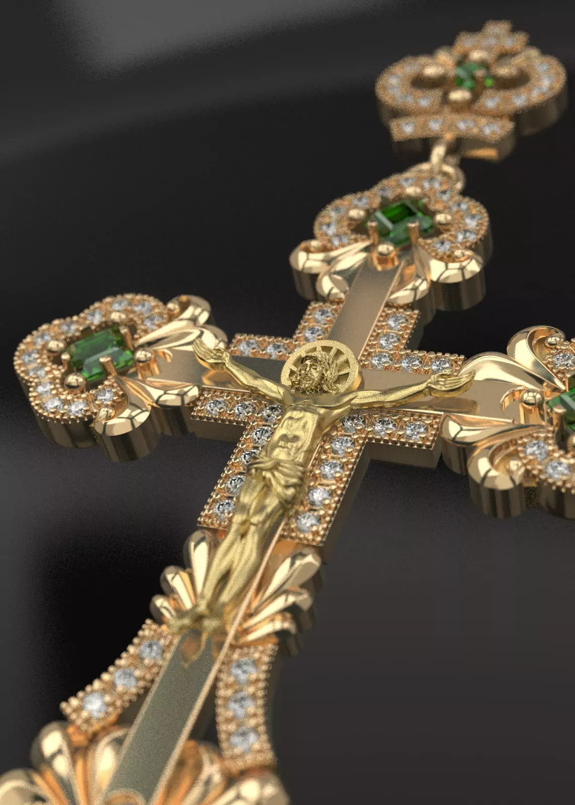 Diamond cross with crucifixion 3D print model_0