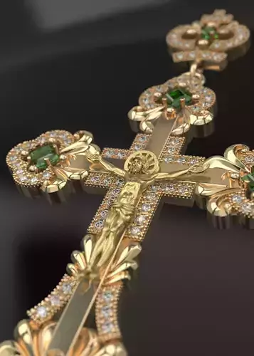 Diamond cross with crucifixion