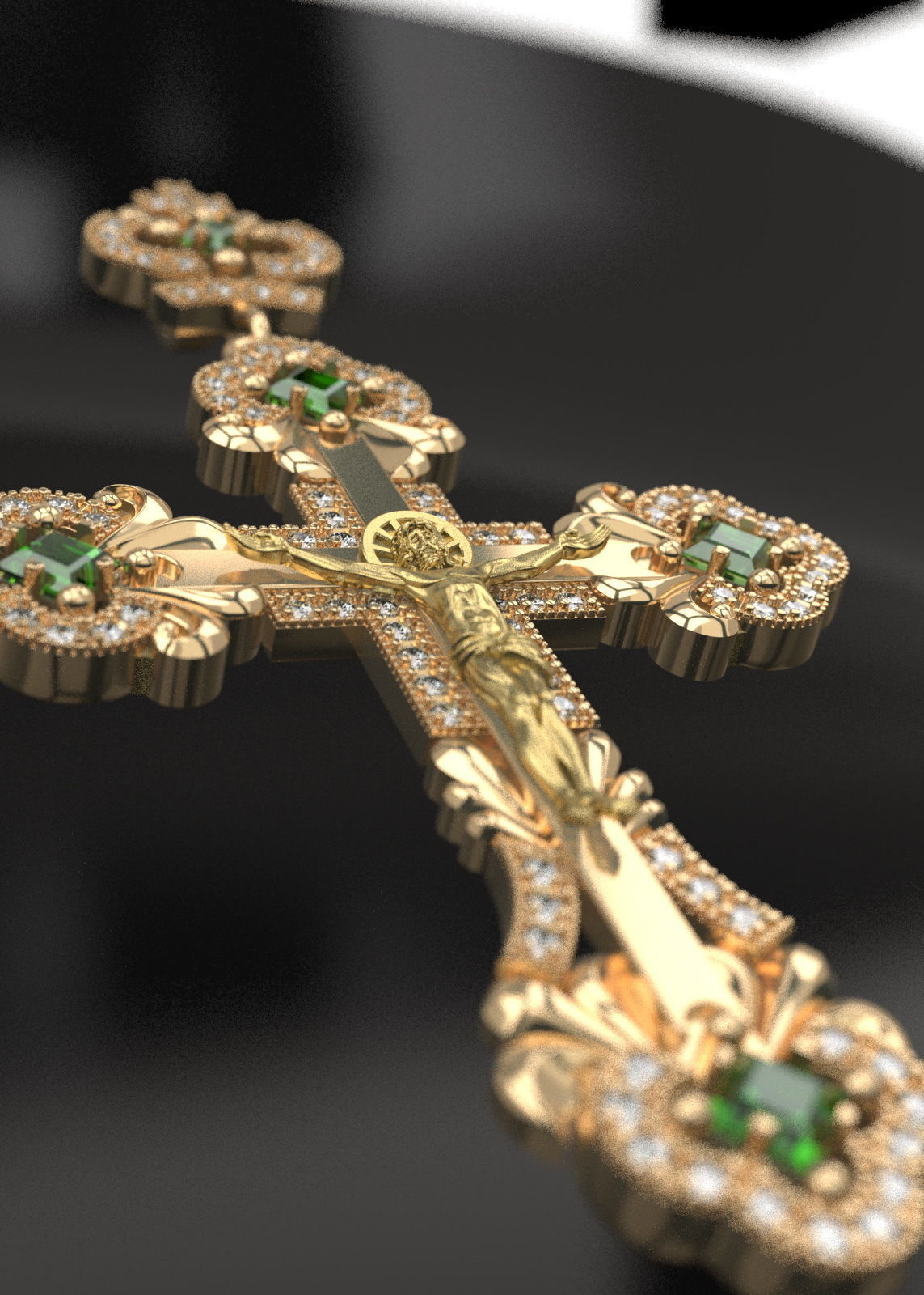 Diamond cross with crucifixion 3D print model_3
