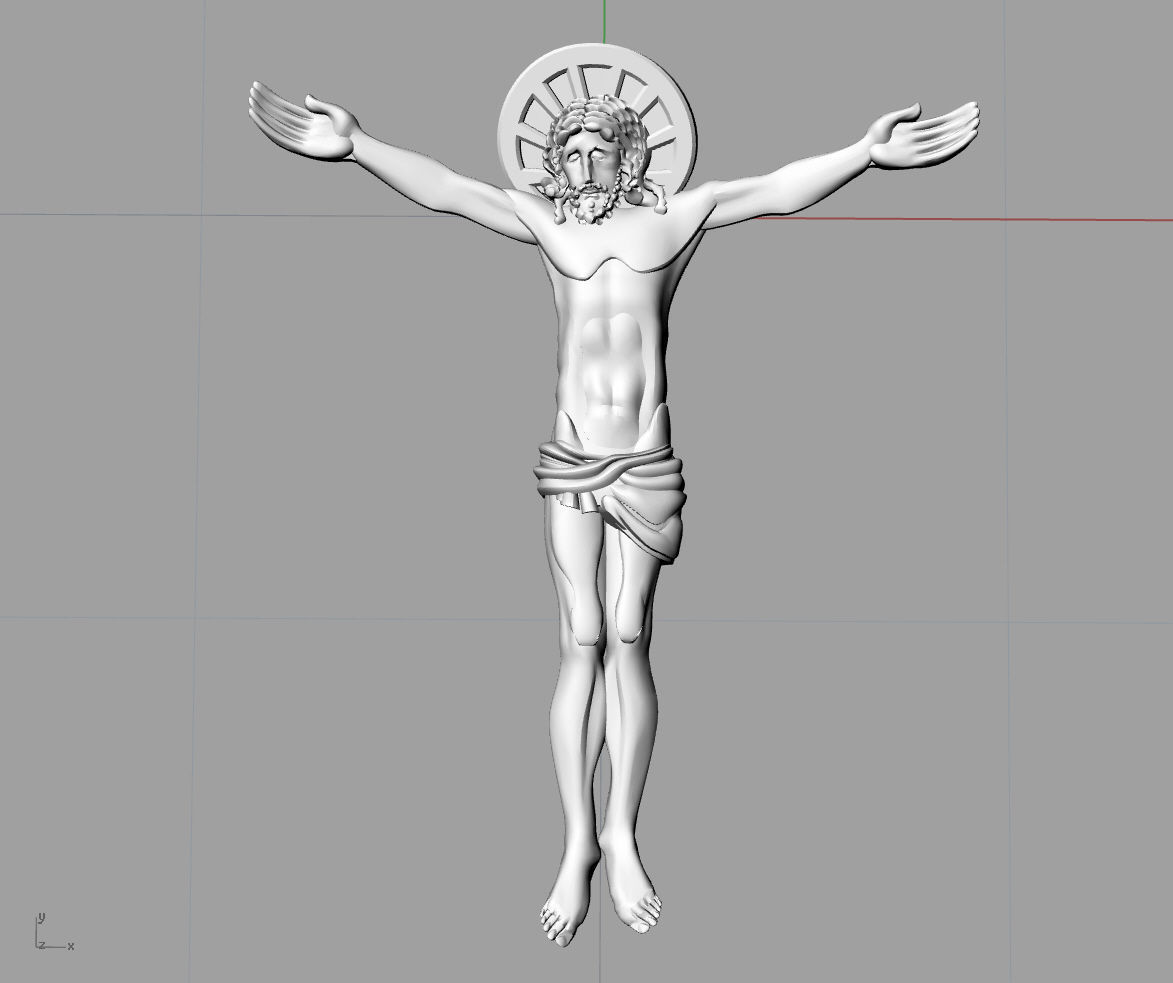 Diamond cross with crucifixion 3D print model_6
