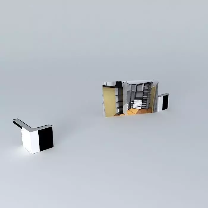 Closet desk with two bookshelves Free 3D model