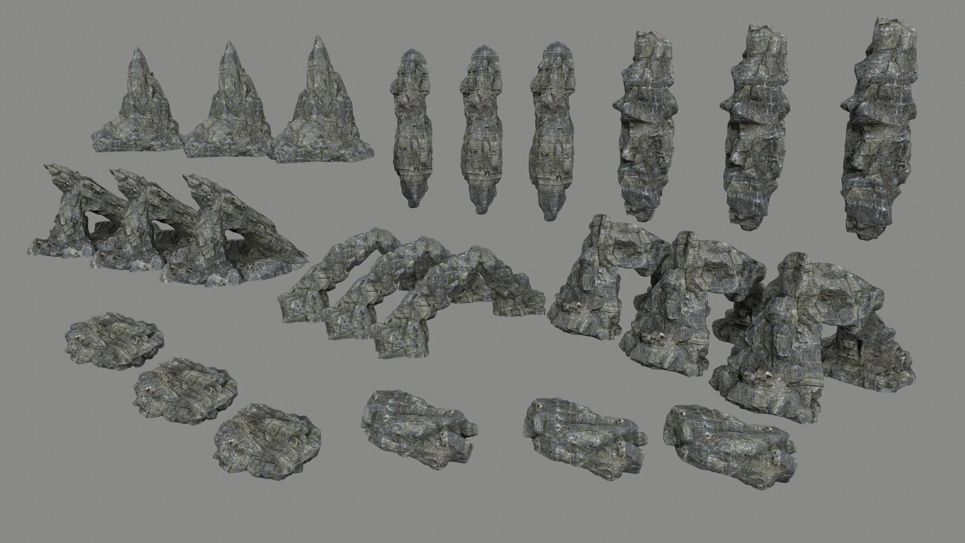 cliff rock set Low-poly 3D model_9