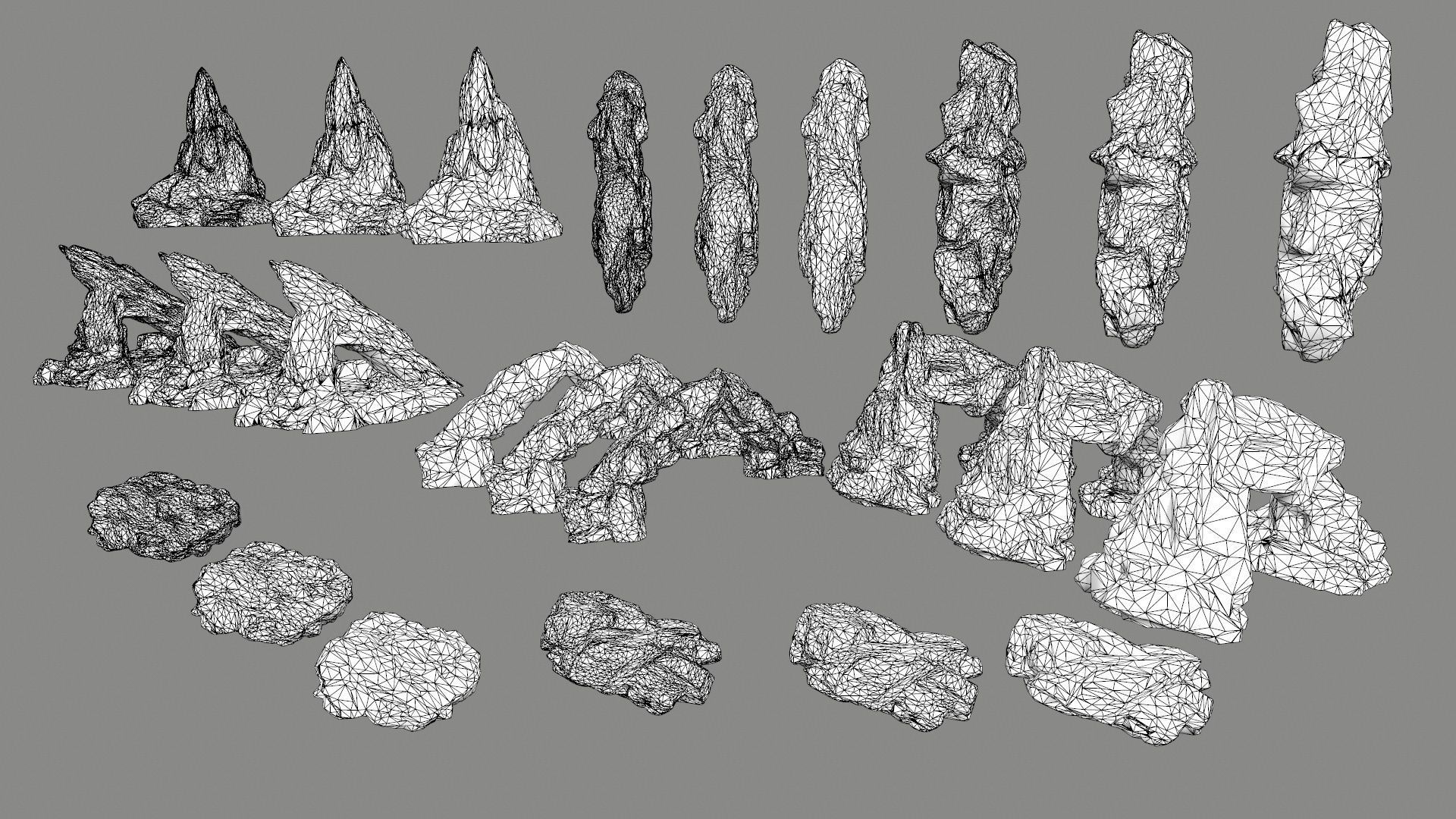 cliff rock set Low-poly 3D model_10