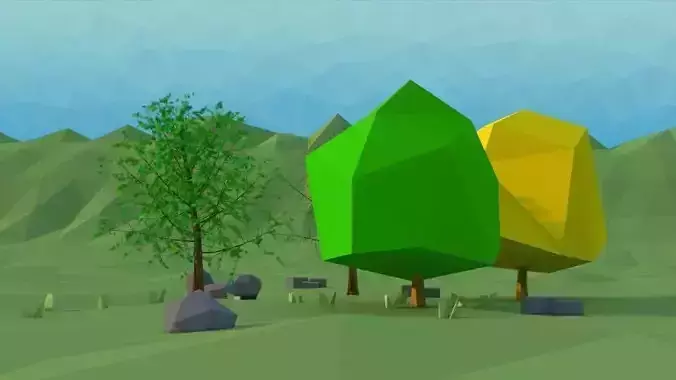 tree American Elm Low Poly Scene Low-poly 3D model