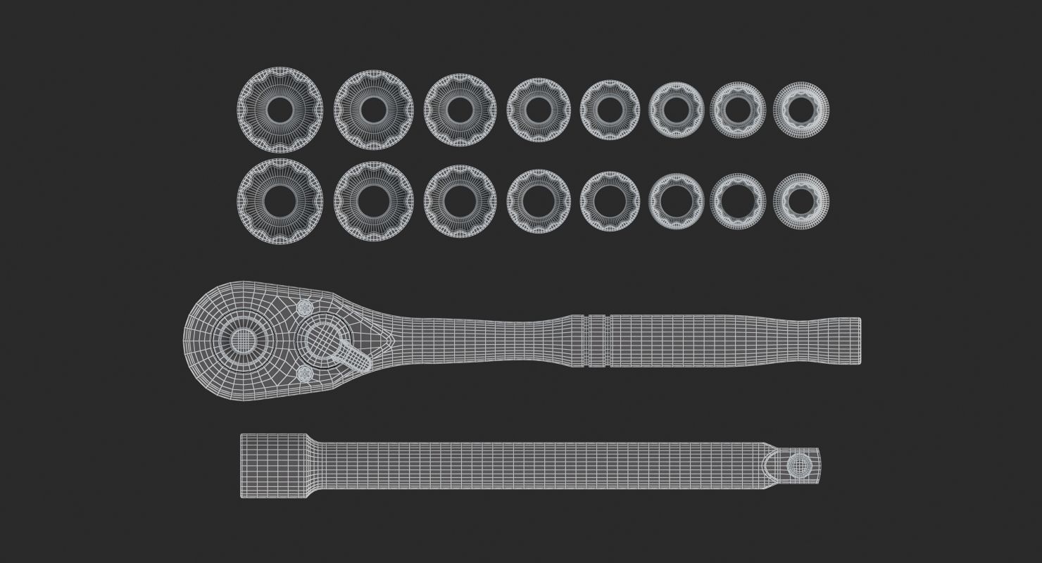 Metric Set of wrenches 3D model_7