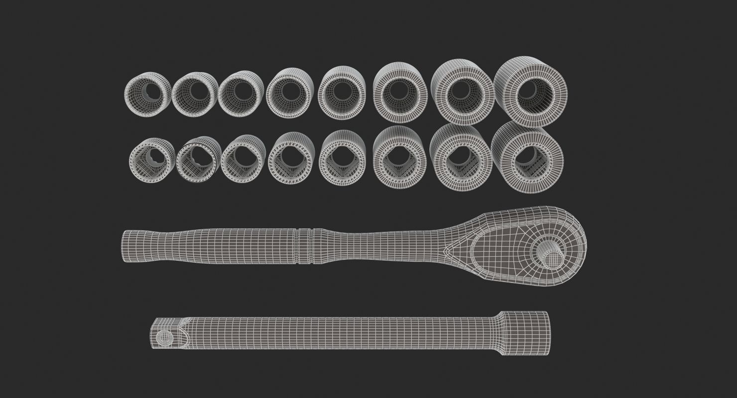 Metric Set of wrenches 3D model_11