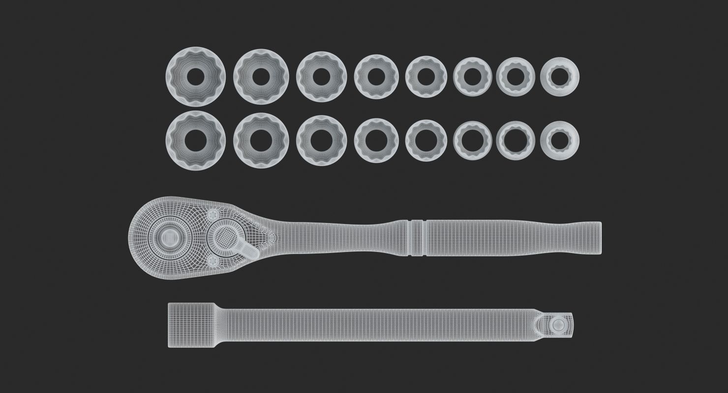 Metric Set of wrenches 3D model_8