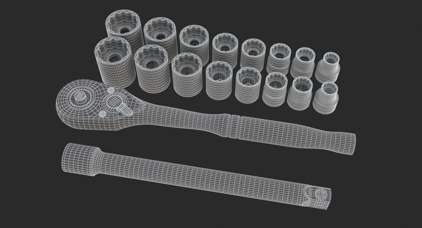 Metric Set of wrenches 3D model_9
