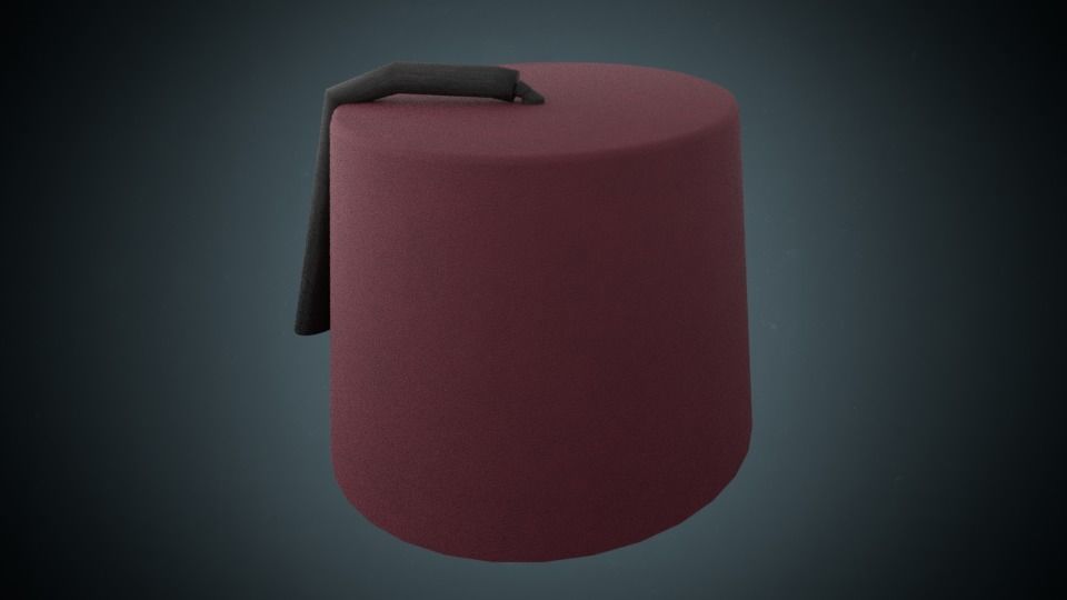 Takke maroon hat Low-poly 3D model_5