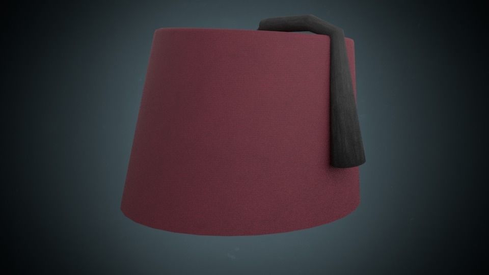 Takke maroon hat Low-poly 3D model_1