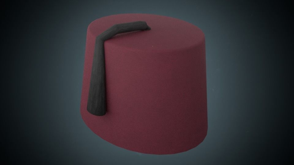 Takke maroon hat Low-poly 3D model_7