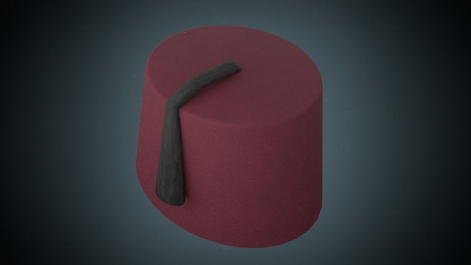 Takke maroon hat Low-poly 3D model_3