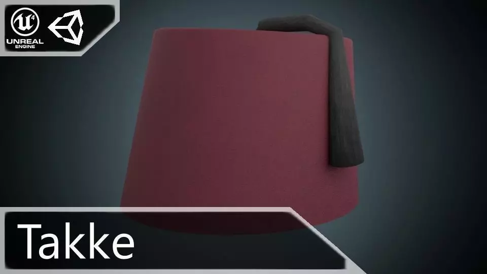 Takke maroon hat Low-poly 3D model_0