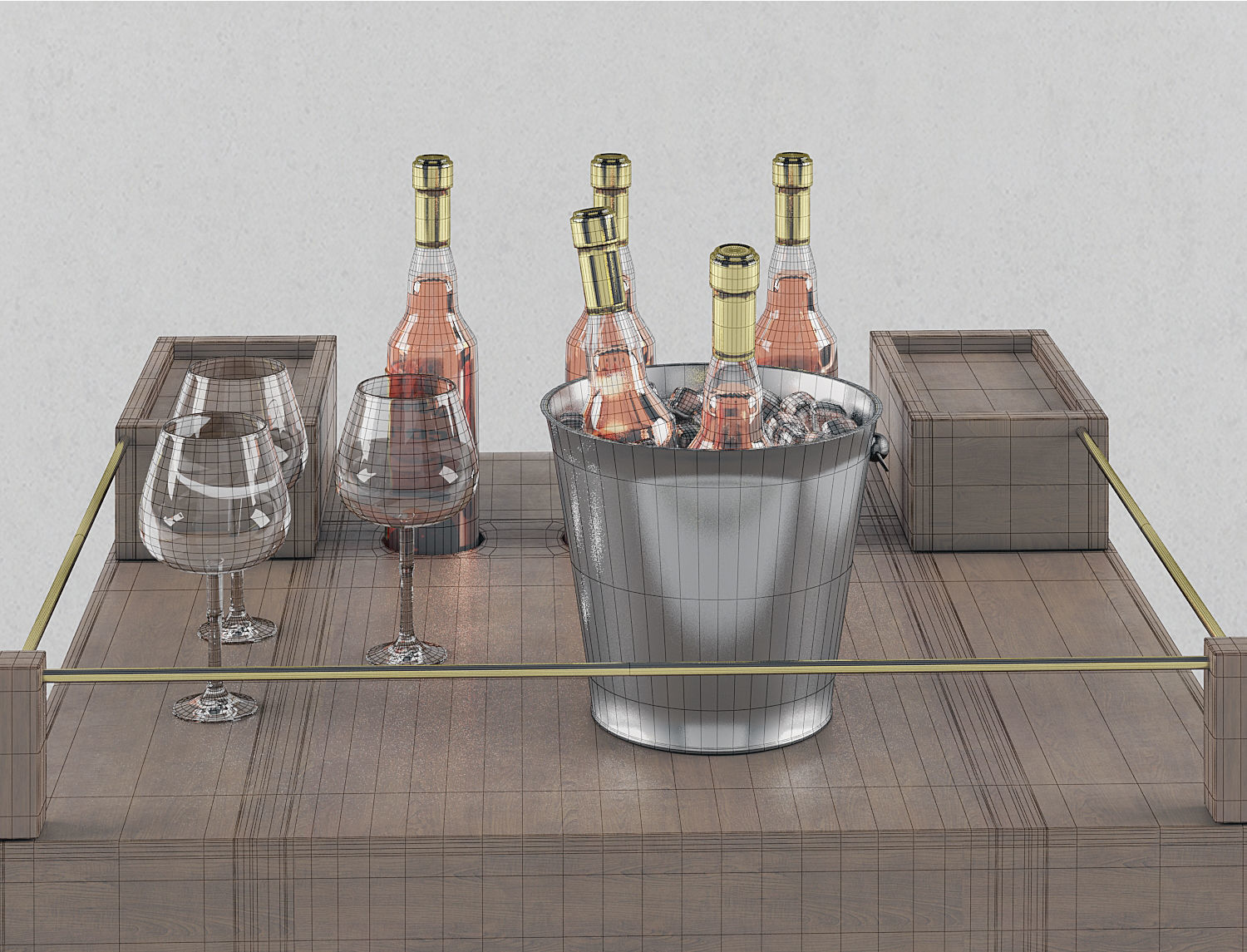 Retro modern bar cart designed  for Baron 3D model_9