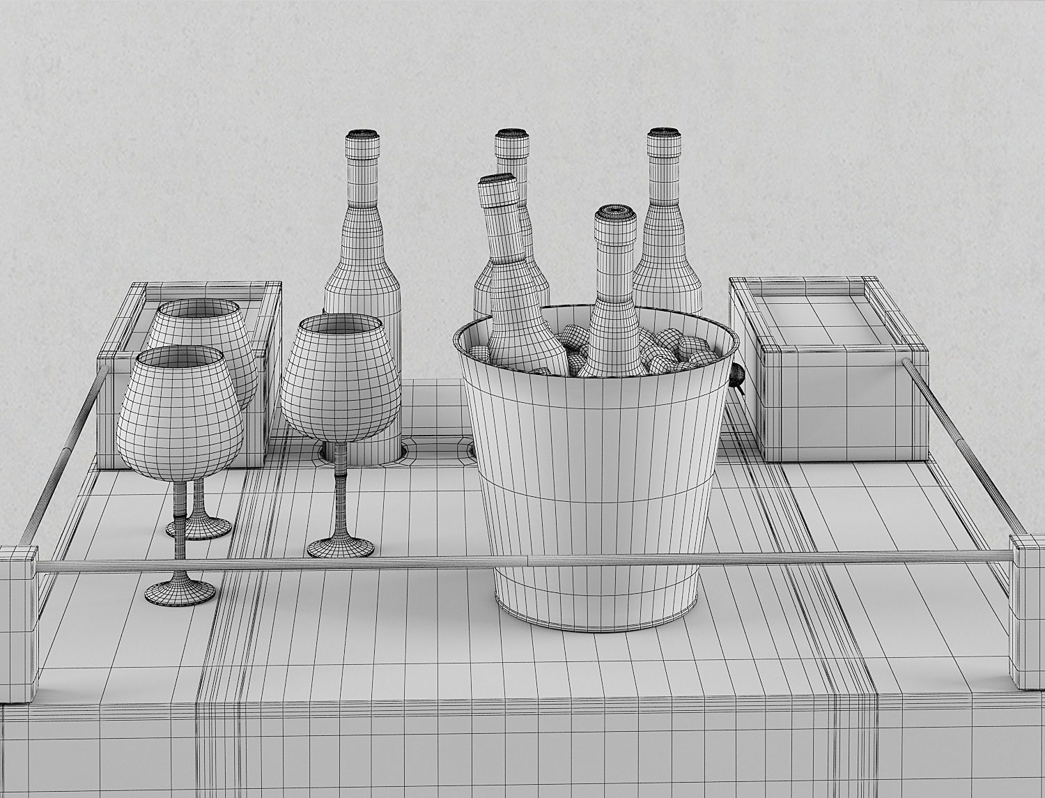 Retro modern bar cart designed  for Baron 3D model_8