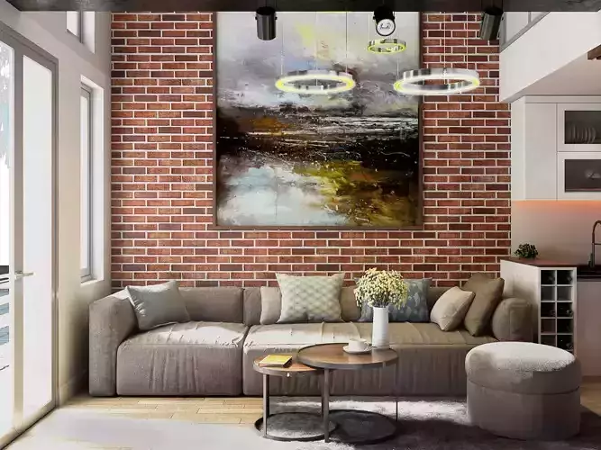 Livingrom modern living room with brick wall