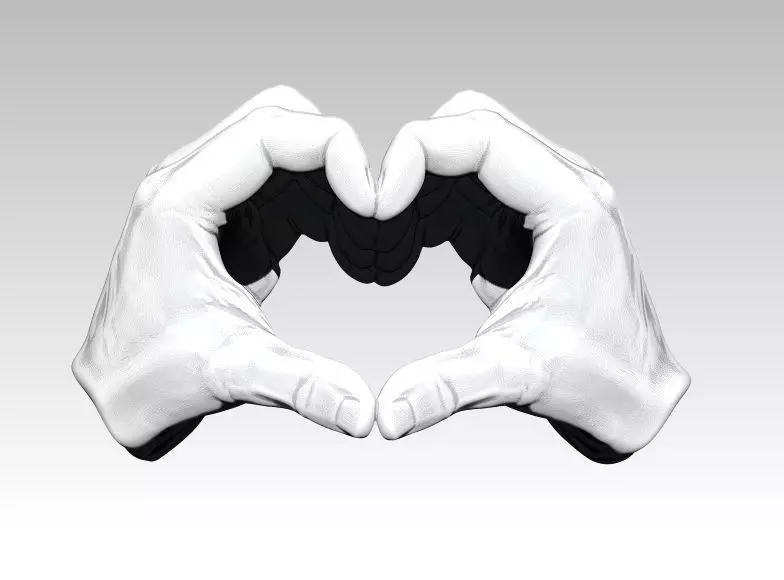 Peace Love Hand gesture sing 3D print model