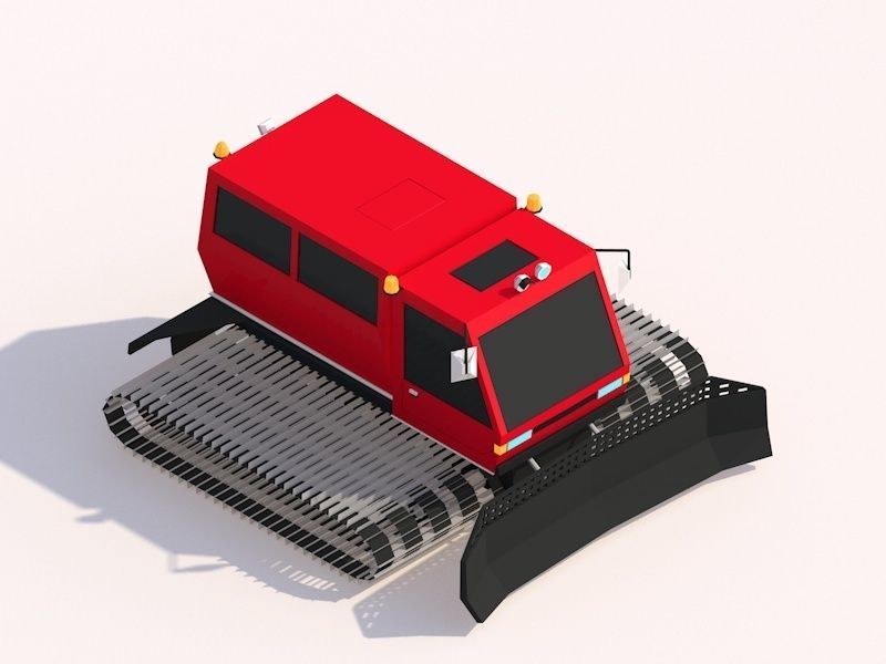 Cartoon Low Poly Snowcat Track Vehicles Pack Low-poly 3D model_5
