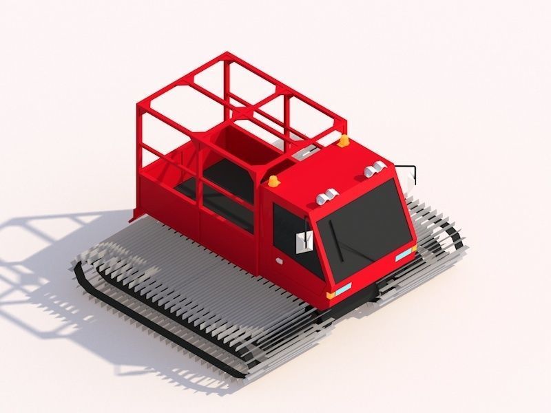 Cartoon Low Poly Snowcat Track Vehicles Pack Low-poly 3D model_4