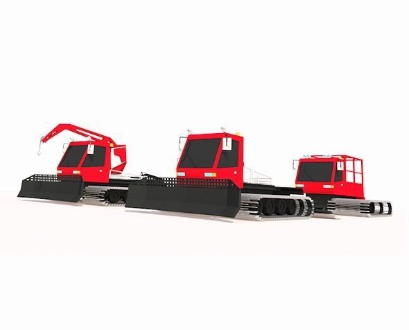 Cartoon Low Poly Snowcat Track Vehicles Pack Low-poly 3D model_7