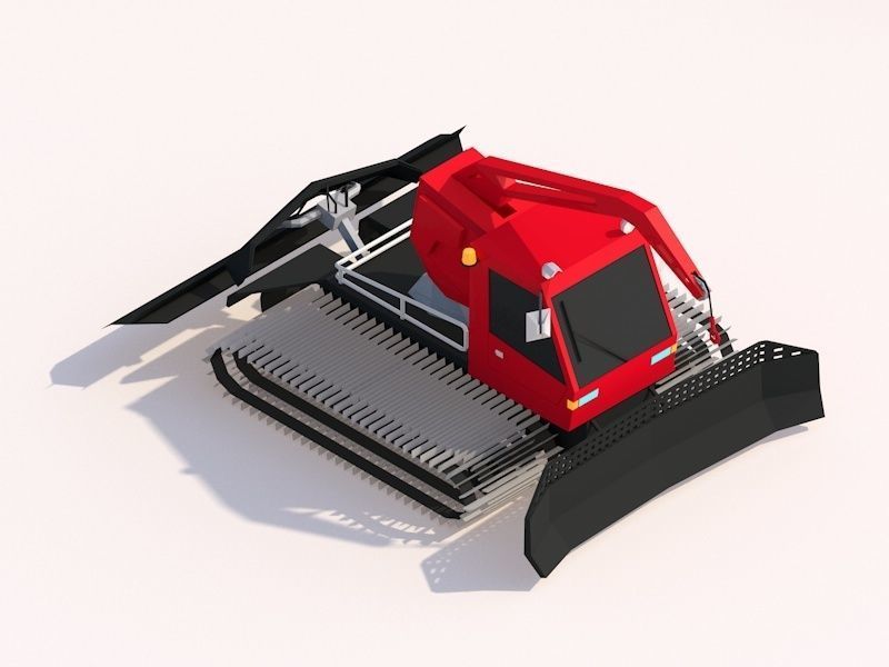 Cartoon Low Poly Snowcat Track Vehicles Pack Low-poly 3D model_3