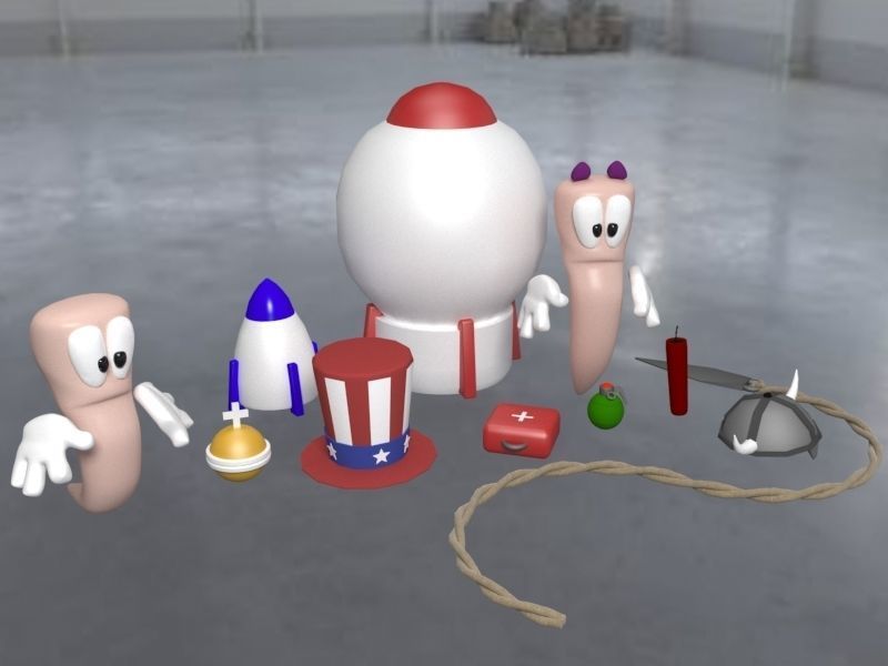 Worms WMD Free low-poly 3D model_3