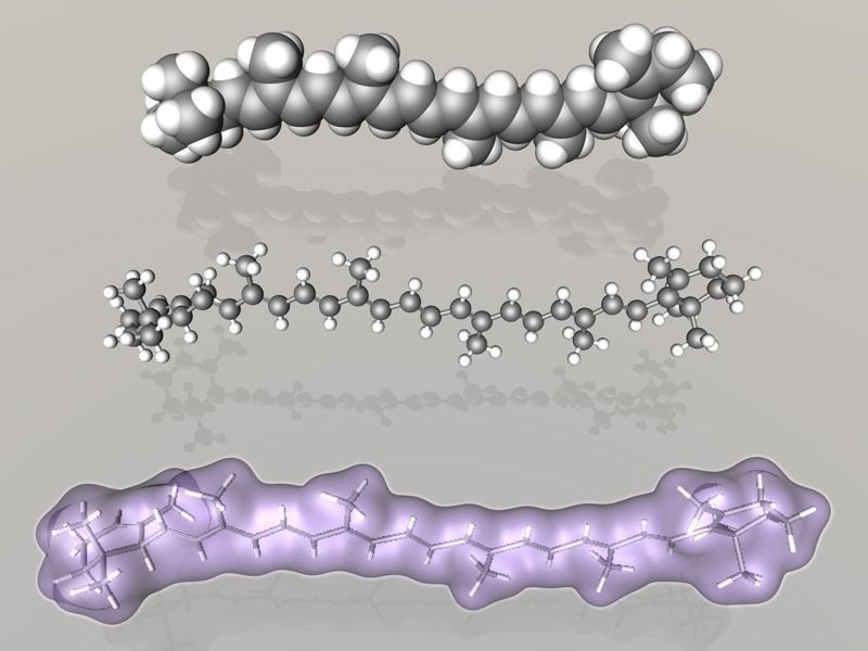 Collection of carotene molecules 3D model_5