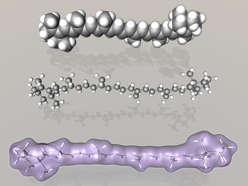 Collection of carotene molecules 3D model_10
