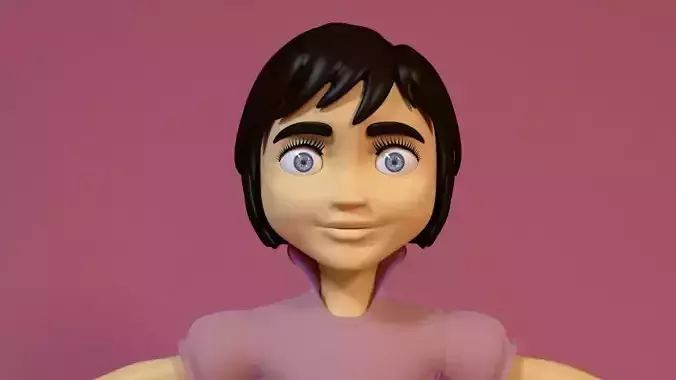 Cartoon Girl Rigged 3D model