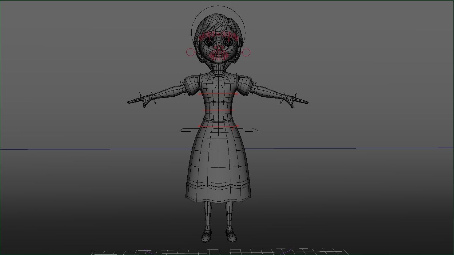Cartoon Girl Rigged 3D model_2