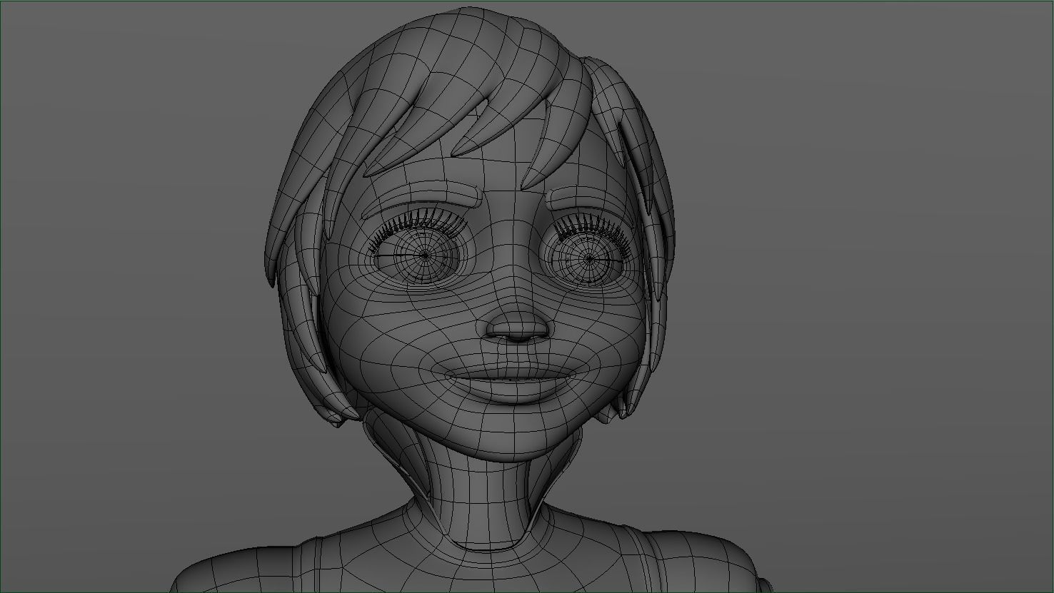 Cartoon Girl Rigged 3D model_10