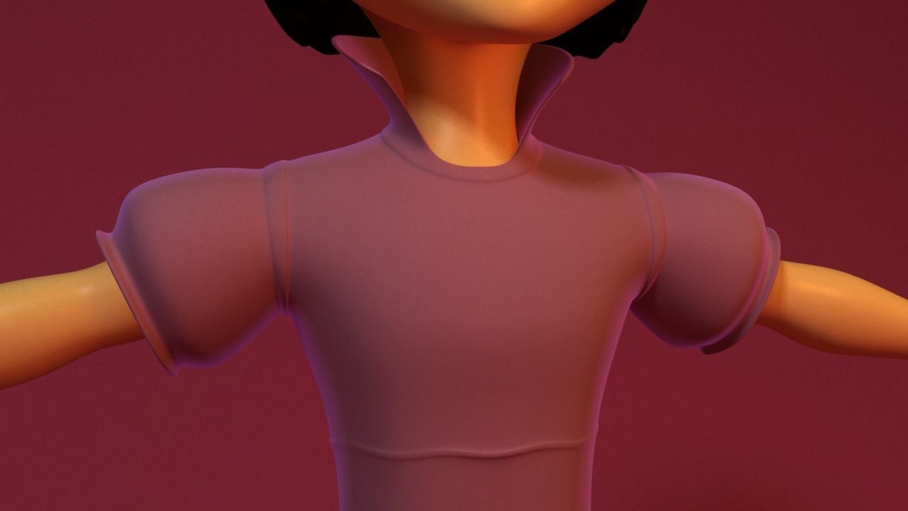 Cartoon Girl Rigged 3D model_6