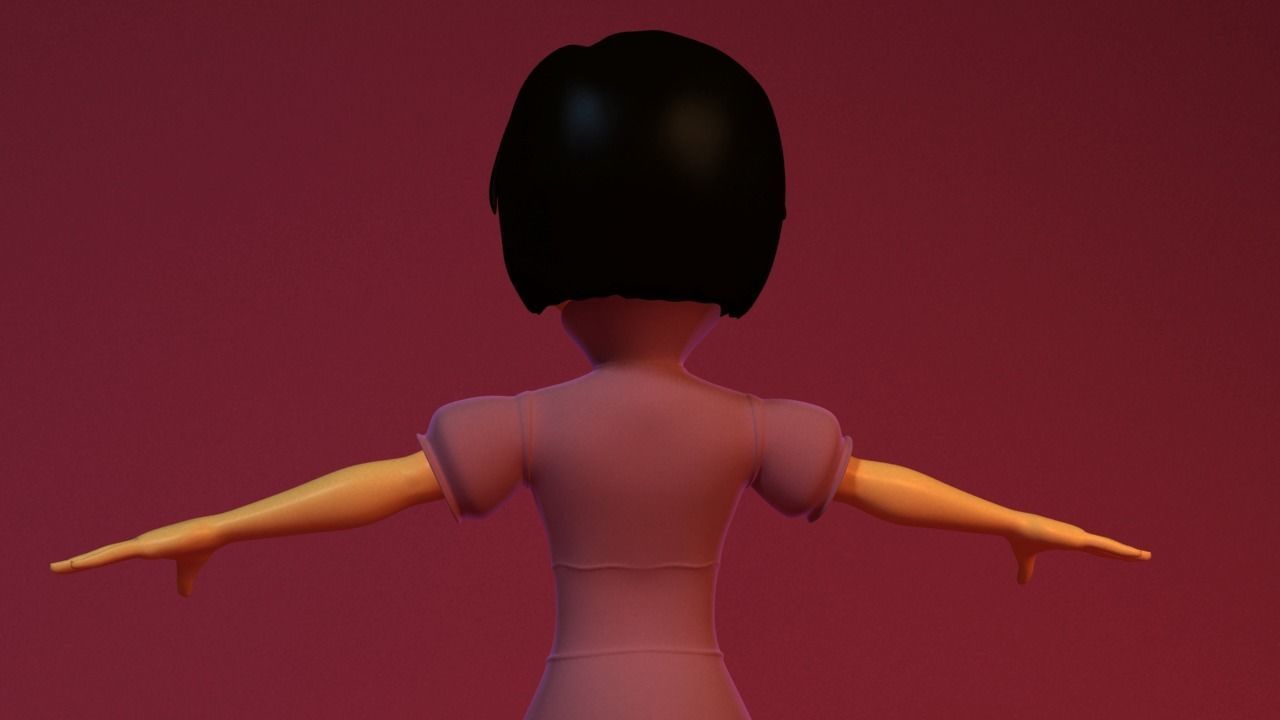 Cartoon Girl Rigged 3D model_7