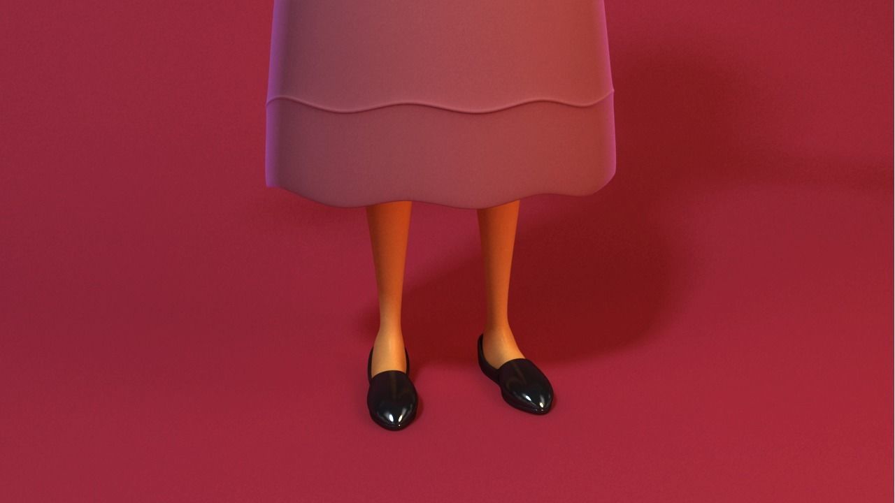 Cartoon Girl Rigged 3D model_4