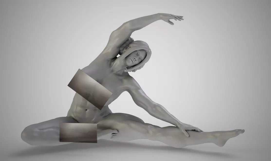 Bending nude woman in yoga pose 3D print model