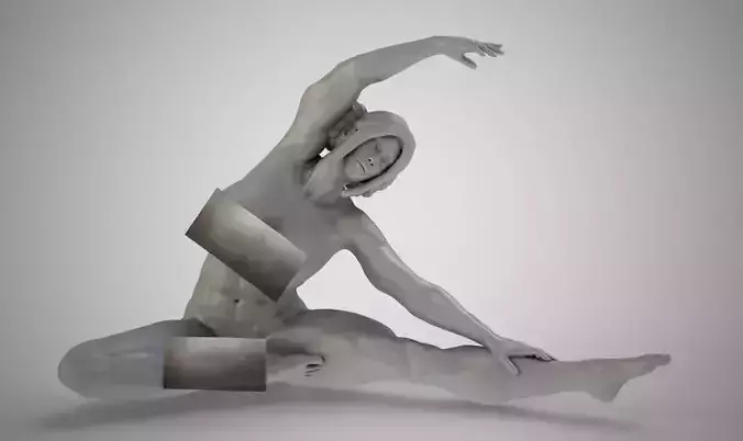 Bending nude woman in yoga pose