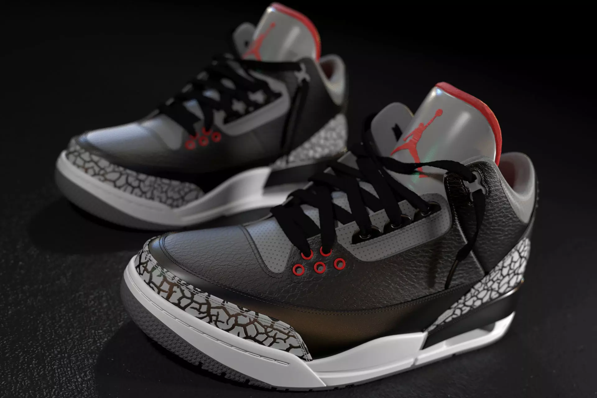 Air Jordan 3 Black Cement 3D model_0
