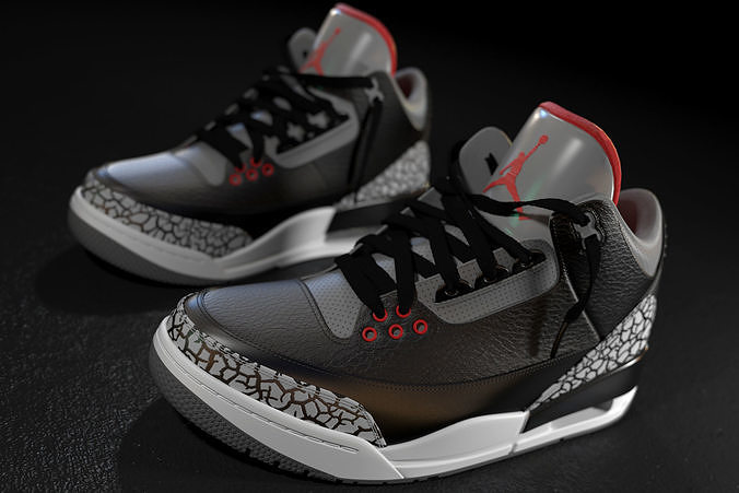 Air Jordan 3 Black Cement 3D model