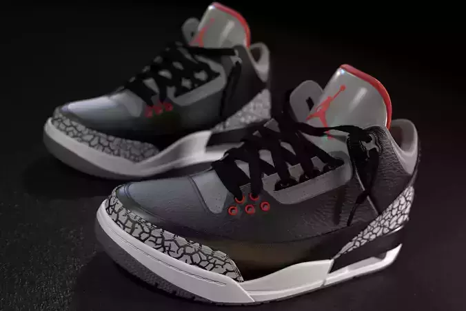 Air Jordan 3 Black Cement 3D model
