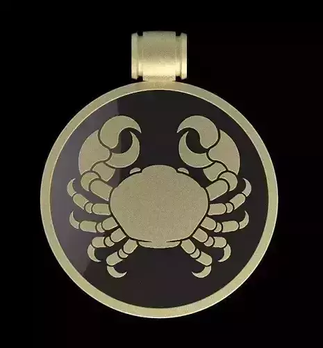 cancer gold and pendant with zodiac sign of 3D print model