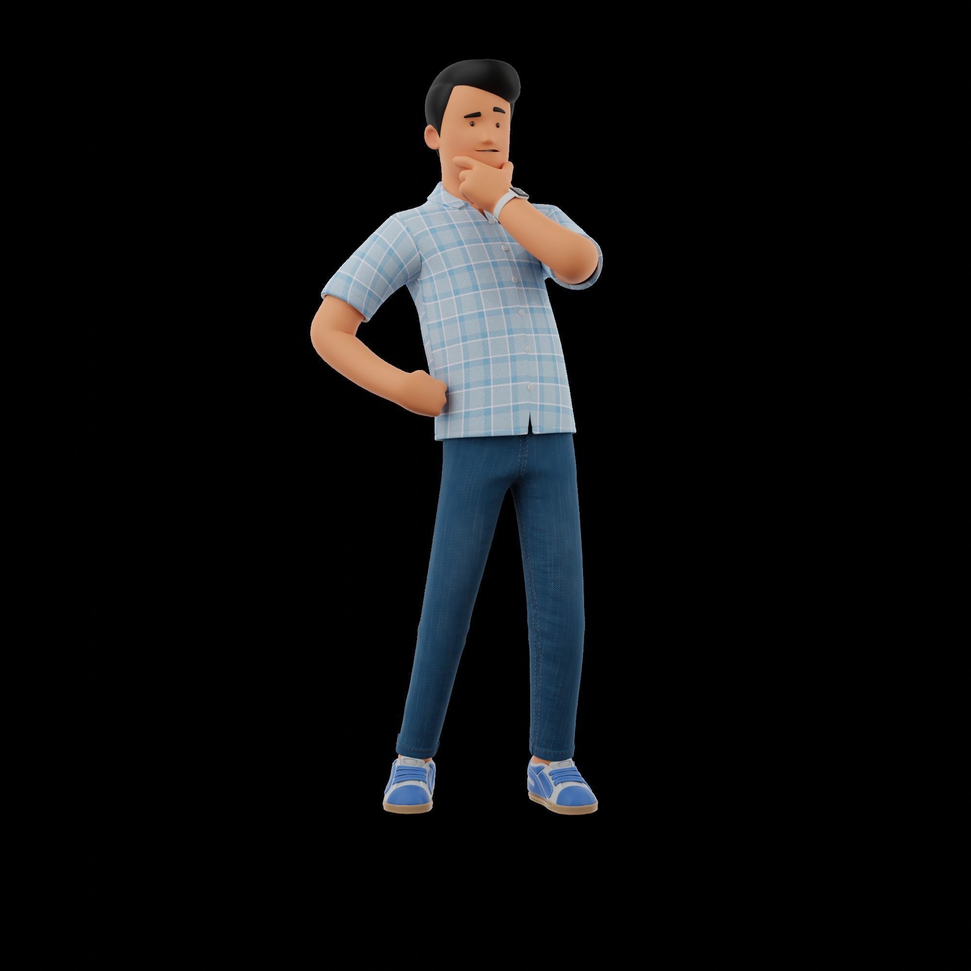 Cartoon Man and Woman Rigged 3D model_22