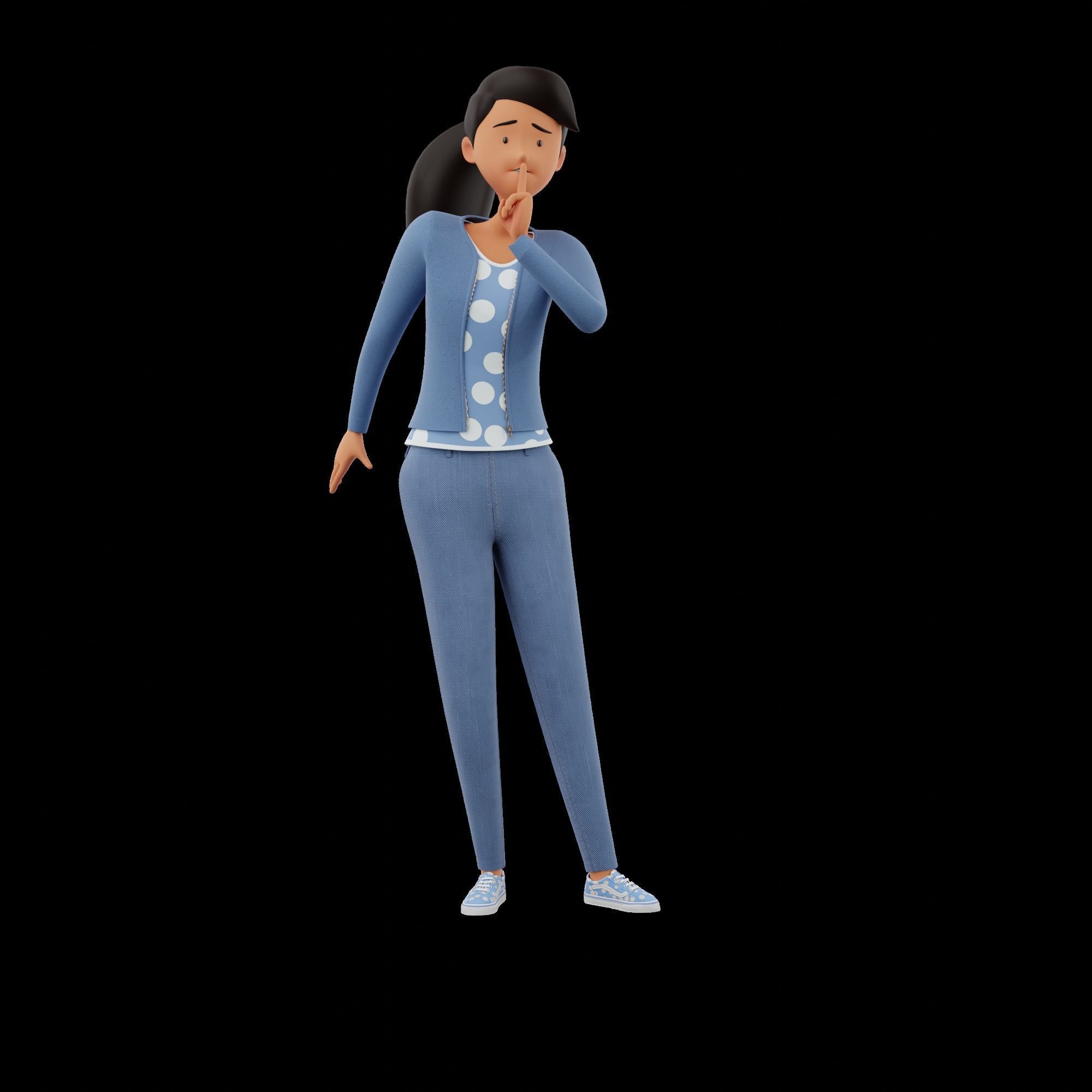 Cartoon Man and Woman Rigged 3D model_25