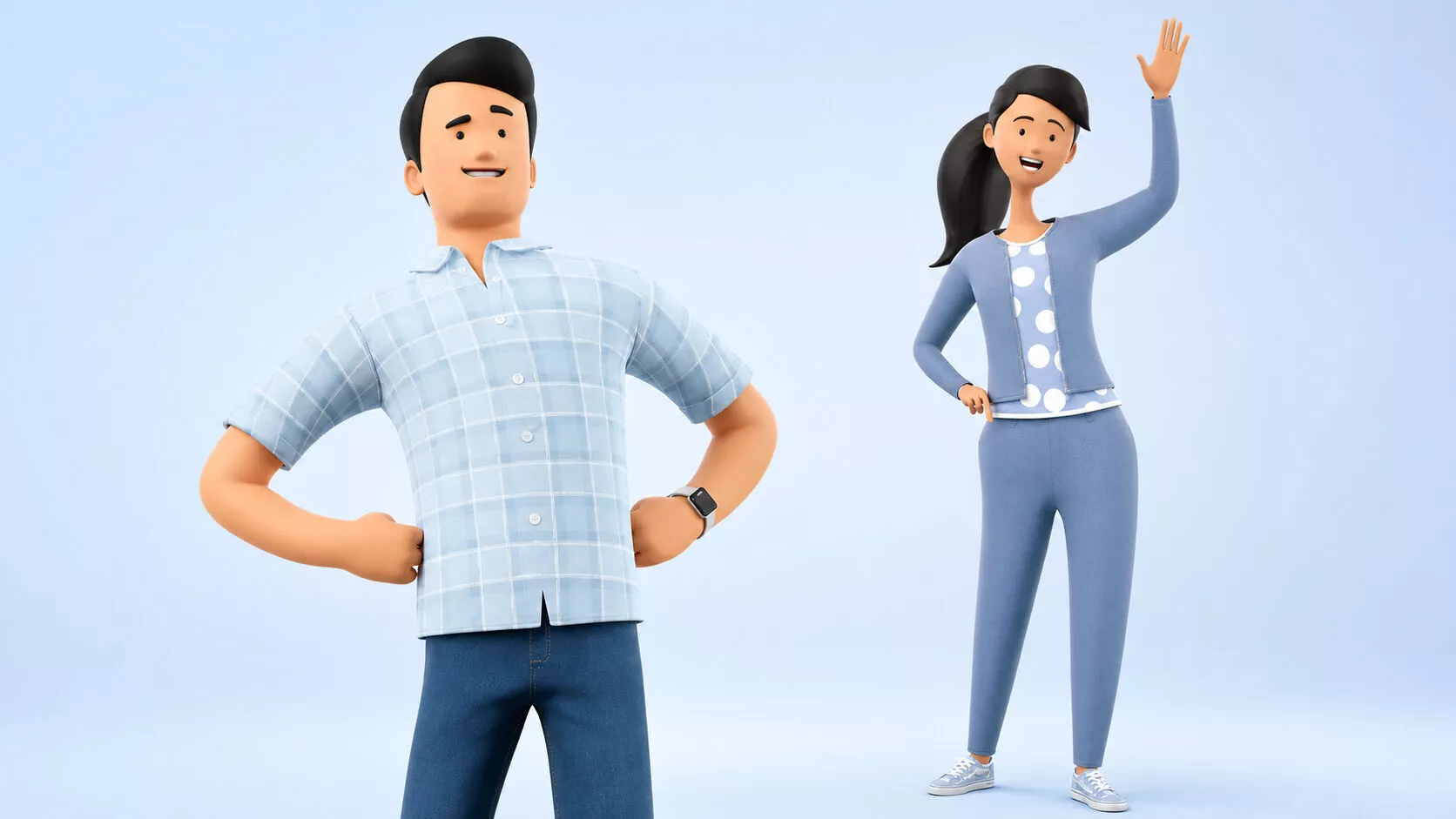 Cartoon Man and Woman Rigged 3D model